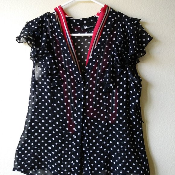 Women's Blouse, ABstudio, Medium, Black/White polka dots. - Picture 3 of 4